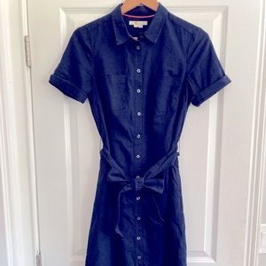 BODEN Linen Shirt Dress, Navy, Sz 4, Short sleeve